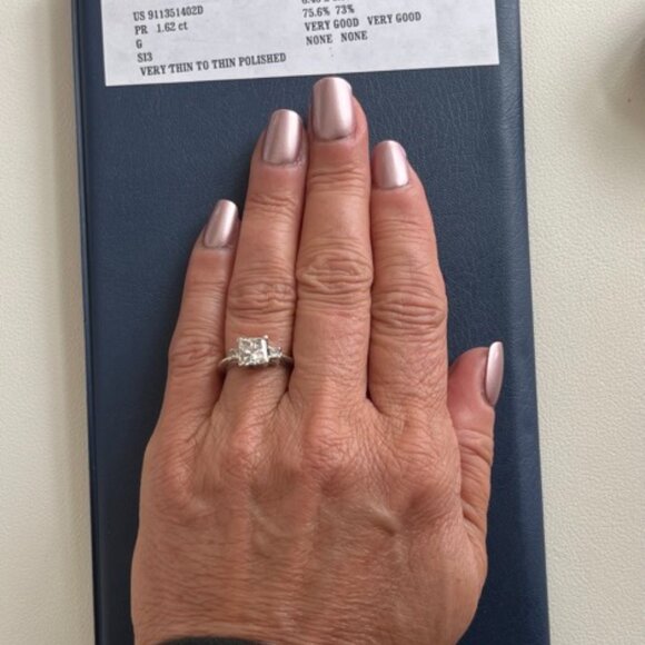 Princess Cut Diamond Engagement Ring 1.62 CT G SI3 Ideal EGL USA White Gold - Picture 8 of 11